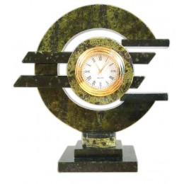 Настольные часы "Евро", камень змеевик 135х65х140 мм