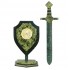 Часы "Щит и меч" камень змеевик 120х70х300 мм