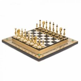 Шахматы "Классика" из малахита и долерита (Златоустовская гравюра, вес 33кг)
