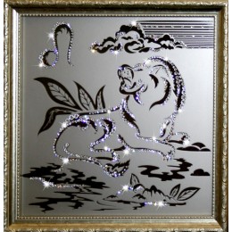 Картина с кристалами Swarovski "Лев 35х35 см"