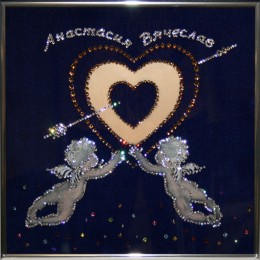 Картина с кристалами Сваровски "Золотое сердце"