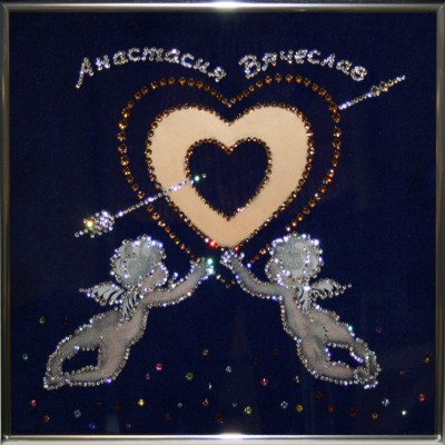 Картина с кристалами Сваровски "Золотое сердце"