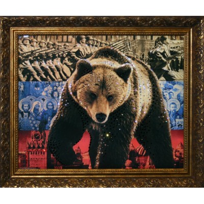Картина с кристалами Swarovski "Медведь-Символ России"