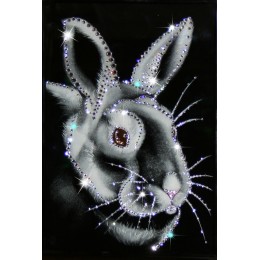 Картина с кристалами Сваровски "Новогодний кролик №1"