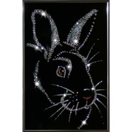 Картина с кристалами Swarovski "Новогодний кролик №2"