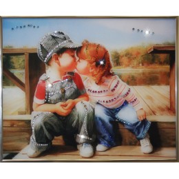 Картина с кристалами Сваровски "Детский поцелуй"