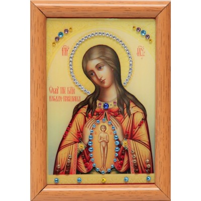 Икона с кристалами Сваровски " Божией Матери Помощница в родах"