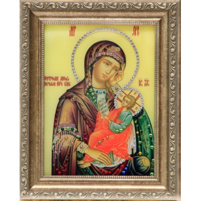 Икона с кристалами Swarovski " Божией Матери Утоли мои печали"