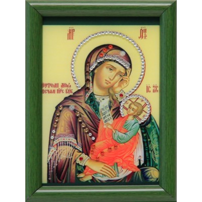 Икона с кристалами Swarovski " Божией Матери Утоли мои печали малая"