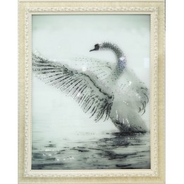 Картина с кристалами Сваровски "Белый лебедь"