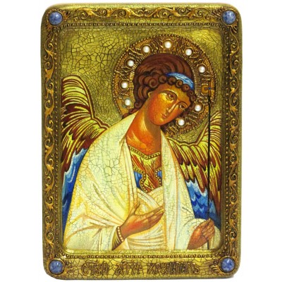 Живописная икона "Ангел Хранитель" на кипарисе