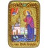 Настольная икона "Святая Блаженная Ксения Петербургская" на мореном дубе