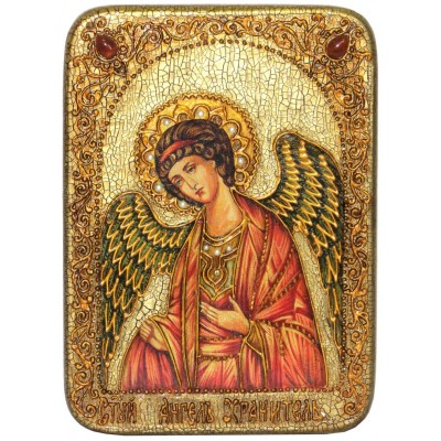 Подарочная икона "Ангел Хранитель" на дубе
