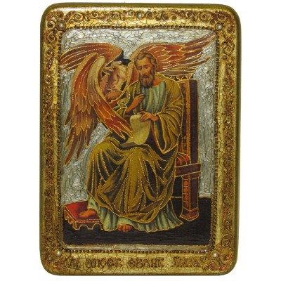Подарочная икона "Святой апостол и евангелист Лука" на мореном дубе