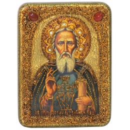Подарочная икона "Преподобный Сергий Радонежский чудотворец" полу-аналойного размера
