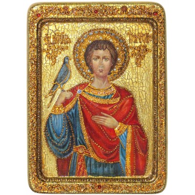 Живописная икона "Святой мученик Трифон" на кипарисе