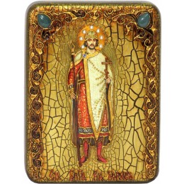 Подарочная икона "Святой благоверный князь Борис" на мореном дубе