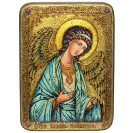 Подарочная икона "Ангел Хранитель" на мореном дубе