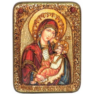 Икона подарочная "Образ Божией Матери "Утоли моя печали" на мореном дубе
