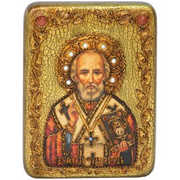 Подарочная икона "Святитель Николай, архиепископ Мир Ликийский (Мирликийский), чудотворец" 