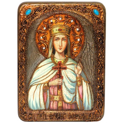 Подарочная икона "Святая благоверная княгиня Елена Сербская" на мореном дубе
