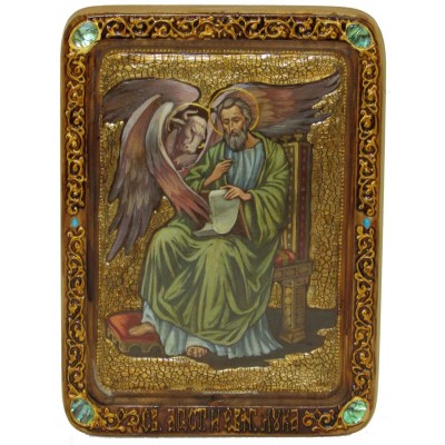 Живописная икона "Святой апостол и евангелист Лука" на кипарисе