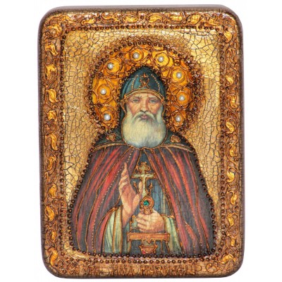 Подарочная икона "Преподобный Илия Муромец, Печерский" полу-аналойного размера