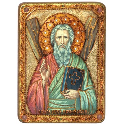 Икона подарочная "Святой апостол Андрей Первозванный" на мореном дубе