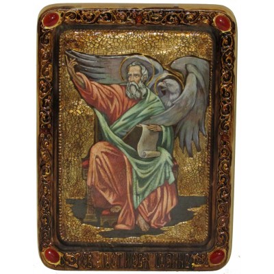 Живописная икона "Святой апостол и евангелист Иоанн Богослов" на кипарисе