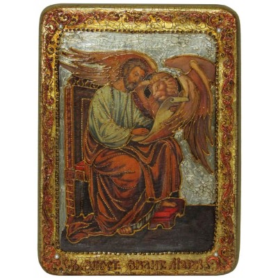 Подарочная икона "Святой апостол и евангелист Марк" на мореном дубе