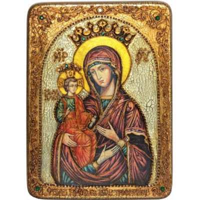 Подарочная икона "Образ Божией Матери "Троеручица" на мореном дубе