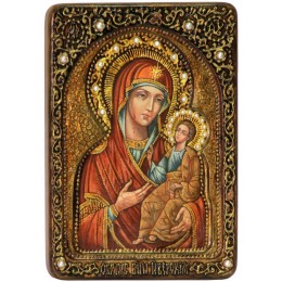 Живописная икона "Образ Божией Матери "Иверская" на кипарисе