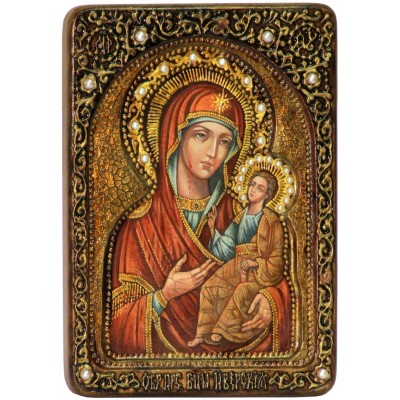 Живописная икона "Образ Божией Матери "Иверская" на кипарисе