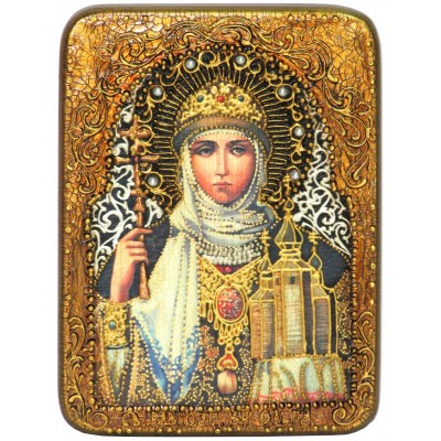 Икона подарочная "Святая Равноапостольная княгиня Ольга" на мореном дубе