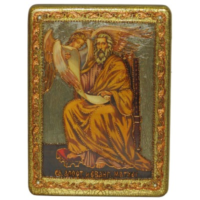 Подарочная икона "Святой апостол и евангелист Матфей" на мореном дубе