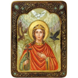 Живописная икона "Святая Великомученица Ирина Македонская" на кипарисе