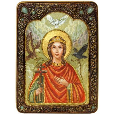 Живописная икона "Святая Великомученица Ирина Македонская" на кипарисе