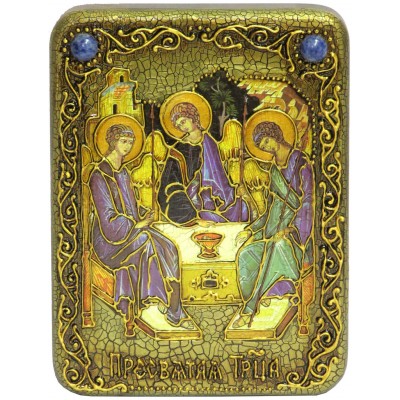 Подарочная икона "Троица" на мореном дубе
