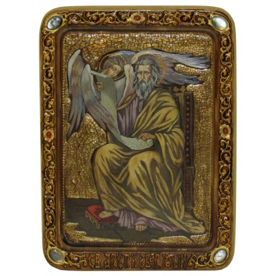 Живописная икона "Святой апостол и евангелист Матфей" на кипарисе