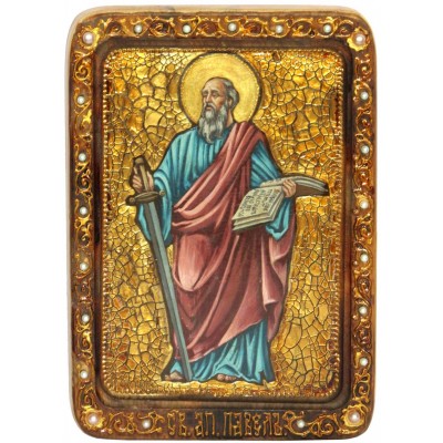 Живописная икона "Первоверховный апостол Павел" на кипарисе