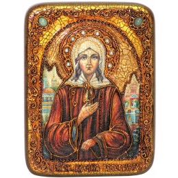 Подарочная икона "Святая Блаженная Ксения Петербургская" на мореном дубе