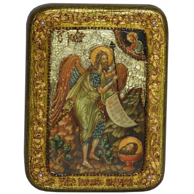Подарочная икона "Пророк и Креститель Иоанн Предтеча" на мореном дубе
