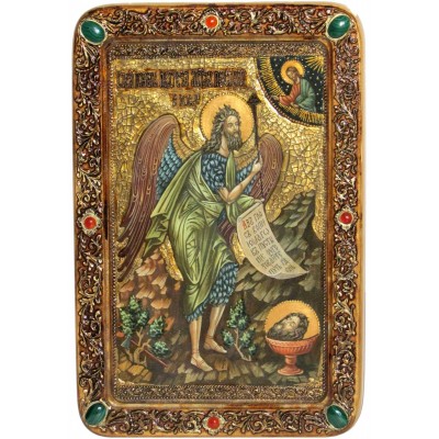 Живописная икона "Пророк и Креститель Иоанн Предтеча" на кипарисе