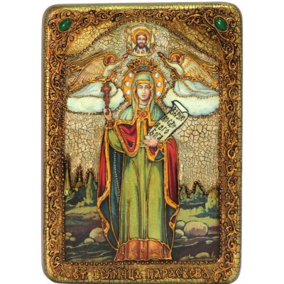 Подарочная икона "Святая мученица Параскева Пятница" на мореном дубе