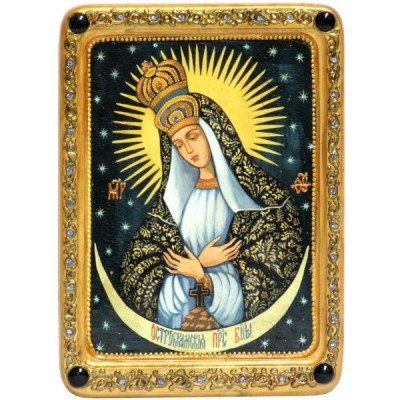 Икона живописная Образ Пресвятой Богородицы «Остробрамская (Виленская)» на кипарисе