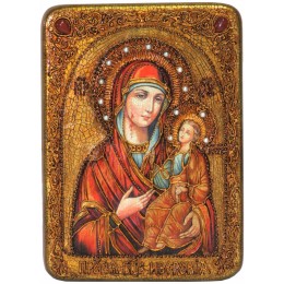 Подарочная икона "Образ Божией Матери "Иверская" на мореном дубе