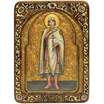 Живописная икона "Святой благоверный князь Глеб" на кипарисе