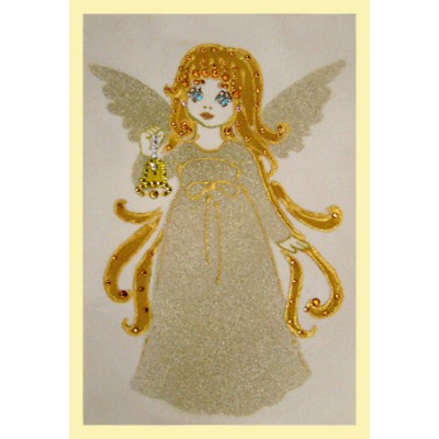 Картина с кристалами Swarovski "Ангелочек с колокольчиком"