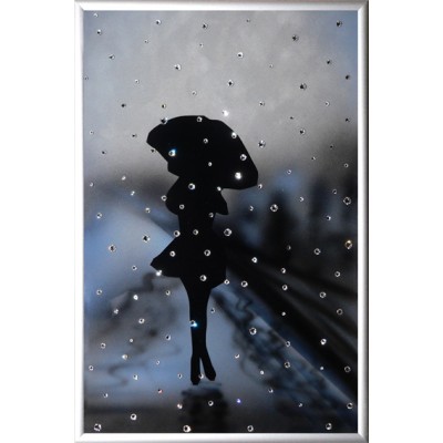 Картина с кристалами Сваровски "Девушка под дождем"