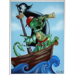 Картина с кристалами Сваровски "Дракон-пират"